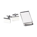 Silver Plated Cufflinks and Money Clip Set