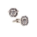 Jewelry Silver-Tone Crystal Octagon Cufflinks