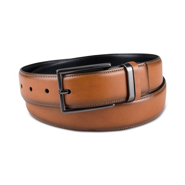 Men's Burnished Edge and Metal Loop Dress Belt Men's Burnished Edge and Metal Loop Dress Belt