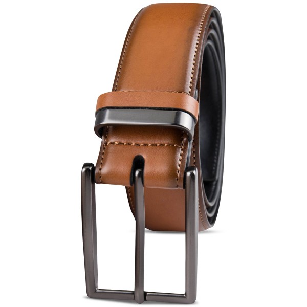 Men's Burnished Edge and Metal Loop Dress Belt Men's Burnished Edge and Metal Loop Dress Belt