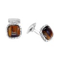 EFFY® Men's Tiger Eye Cufflinks in Sterling Silver (Also in Black Agate)