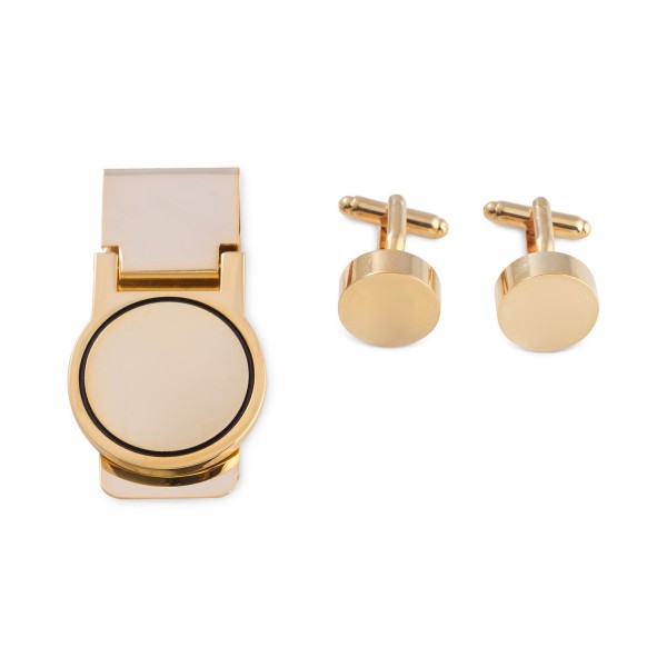 Men's Gold-Tone Monogrammed Cuff Links & Money Clip Set Men's Gold-Tone Monogrammed Cuff Links & Money Clip Set