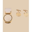 Men's Gold-Tone Monogrammed Cuff Links & Money Clip Set
