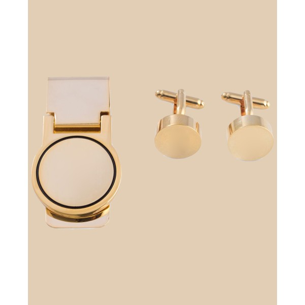 Men's Gold-Tone Monogrammed Cuff Links & Money Clip Set Men's Gold-Tone Monogrammed Cuff Links & Money Clip Set
