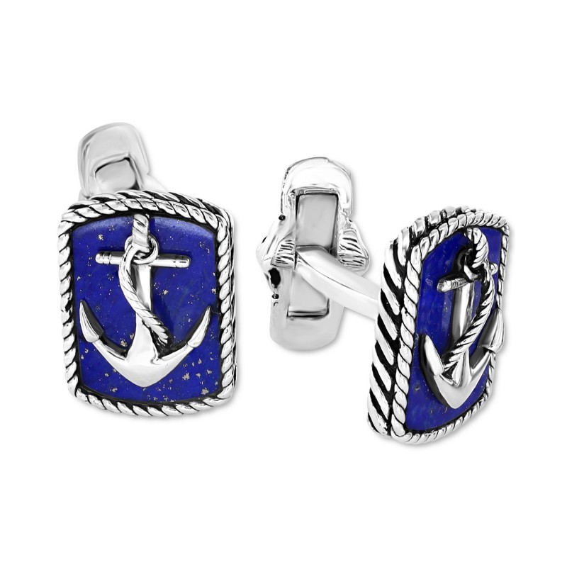EFFY® Men's Lapis Lazuli Anchor Cufflinks in Sterling Silver