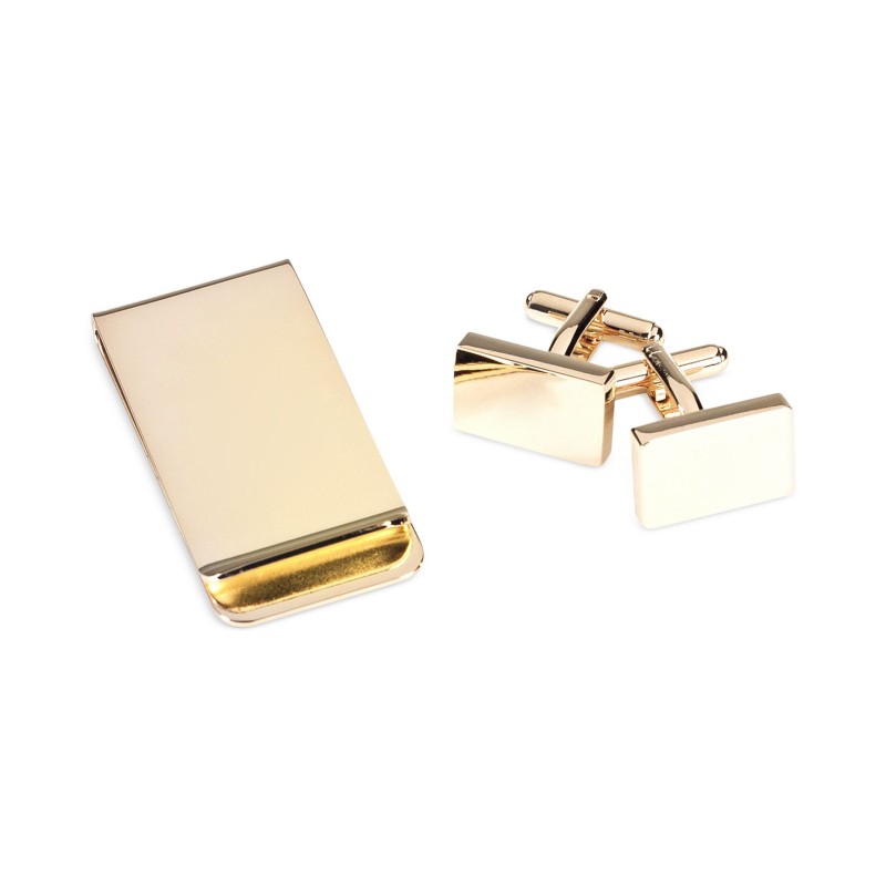 Gold Plated Cufflinks and Money Clip Set