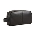 Men's Textured Leather Logo Washbag