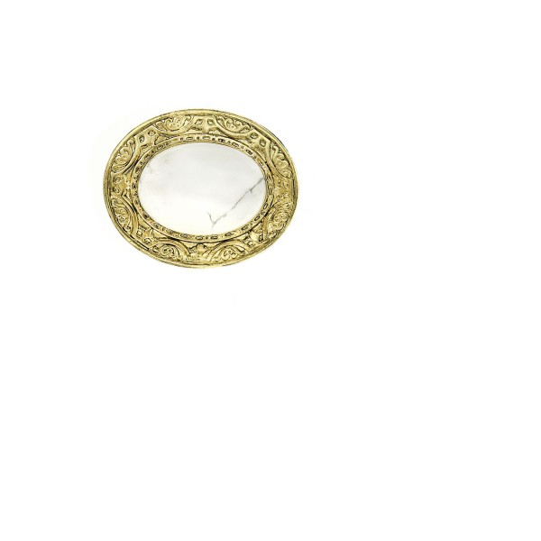 Jewelry 14K Gold Plated Semi-Precious Howlite Oval Cufflinks