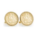 Gold-Layered Seated Liberty Silver Dime Rope Bezel Coin Cuff Links