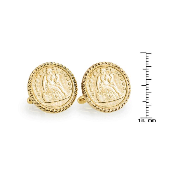 Gold-Layered Seated Liberty Silver Dime Rope Bezel Coin Cuff Links Gold-Layered Seated Liberty Silver Dime Rope Bezel Coin Cuff Links