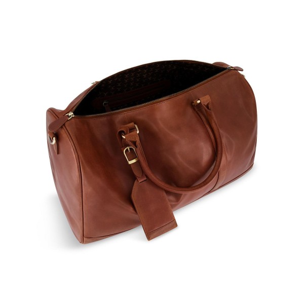 Genuine leather 21 inch Men's bag duffle with burnished gold detailing. Genuine leather 21 inch Men's bag duffle with burnished gold detailing.