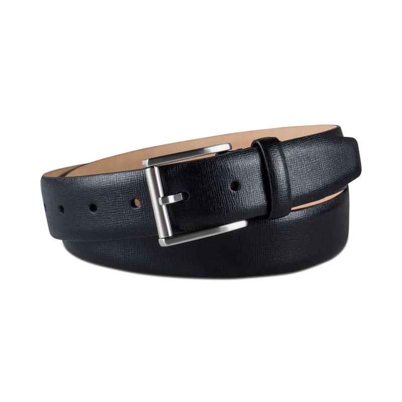 Men’s Textured Leather Roller Bar Buckle Belt