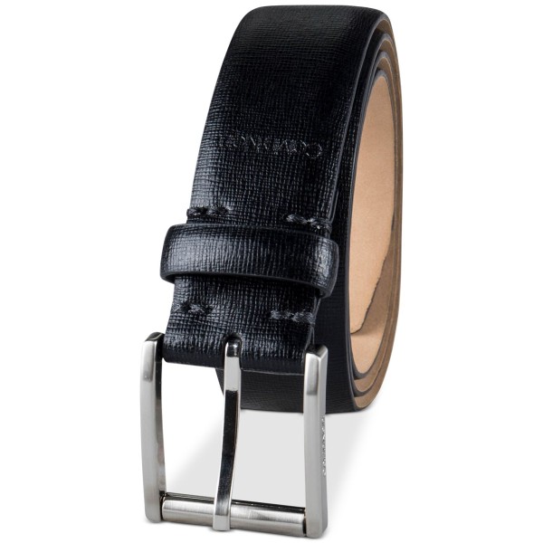 Men’s Textured Leather Roller Bar Buckle Belt