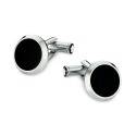 Meisterstück Men's Steel and Black Onyx Cufflinks 112896