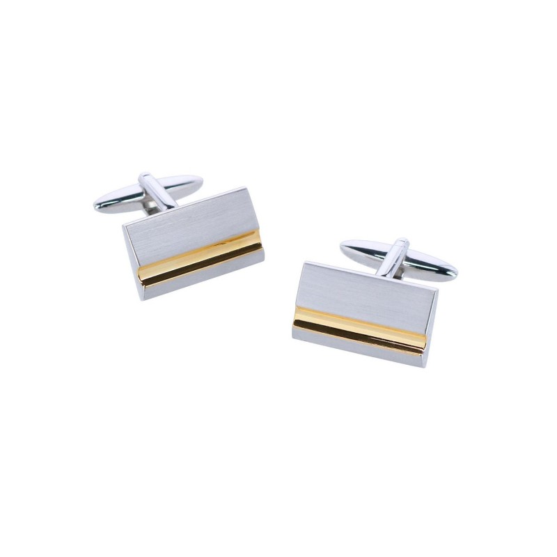 Stately Shiny Gold and Brushed Rhodium Cufflinks