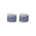 Blue Lace Agate Gemstone Sterling Silver Black Rhodium Plated Men Cufflinks