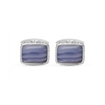 Blue Lace Agate Gemstone Sterling Silver Black Rhodium Plated Men Cufflinks Blue Lace Agate Gemstone Sterling Silver Black Rhodium Plated Men Cufflinks