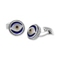 EFFY® Men's Lapis & Blue Sapphire (1/8 ct. ) Evil Eye Cufflinks in Sterling Silver & 18k Gold