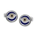 EFFY® Men's Lapis & Blue Sapphire (1/8 ct. ) Evil Eye Cufflinks in Sterling Silver & 18k Gold