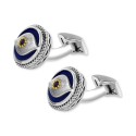 EFFY® Men's Lapis & Blue Sapphire (1/8 ct. ) Evil Eye Cufflinks in Sterling Silver & 18k Gold