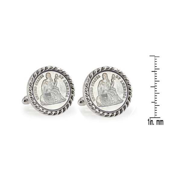 Seated Liberty Silver Dime Rope Bezel Coin Cuff Links