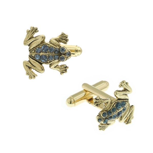 Jewelry 14K Gold Plated Crystal Frog Cufflinks