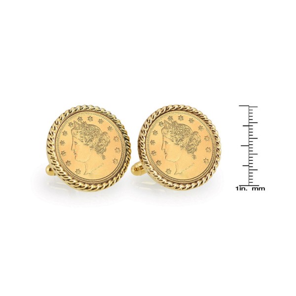 Gold-Layered Liberty Nickel Rope Bezel Coin Cuff Links