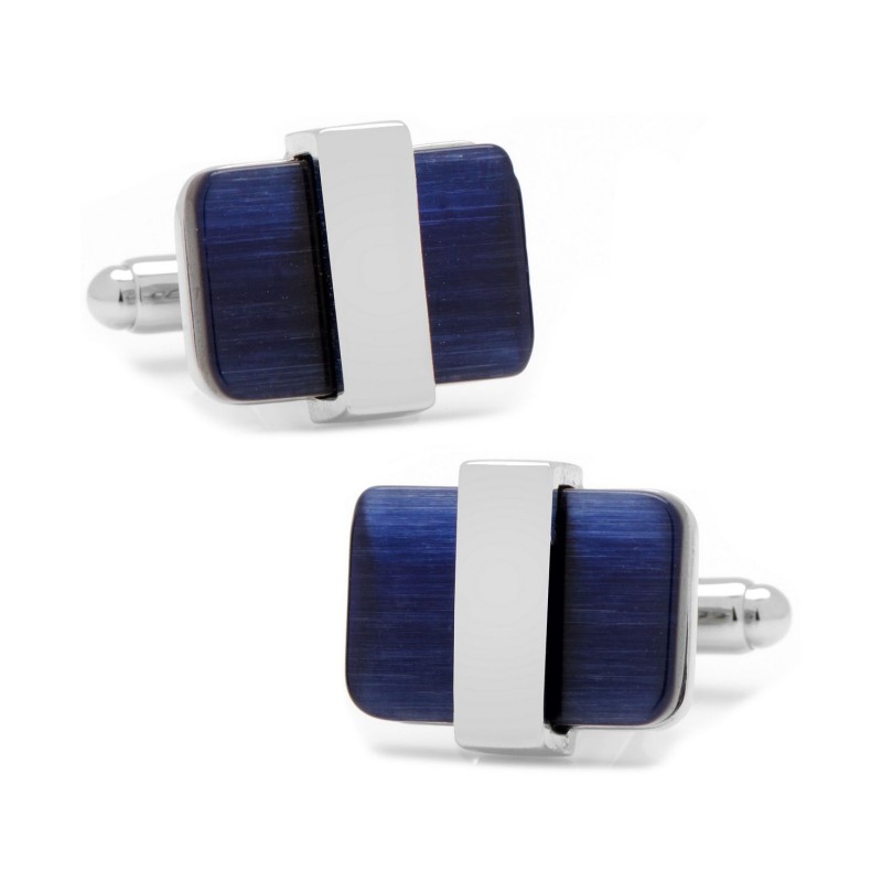 Wrapped Navy Cats eye Cufflinks