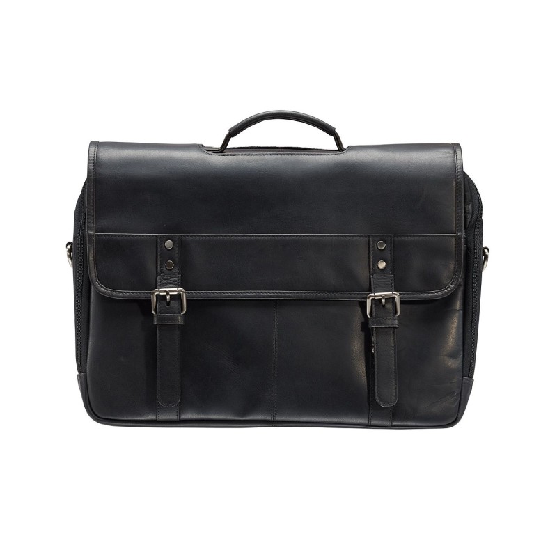 Men's Double Compartment Briefcase with RFID Secure Pocket for 15.6