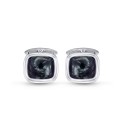 Seraphinite Gemstone Sterling Silver Black Rhodium Plated Men Cufflinks