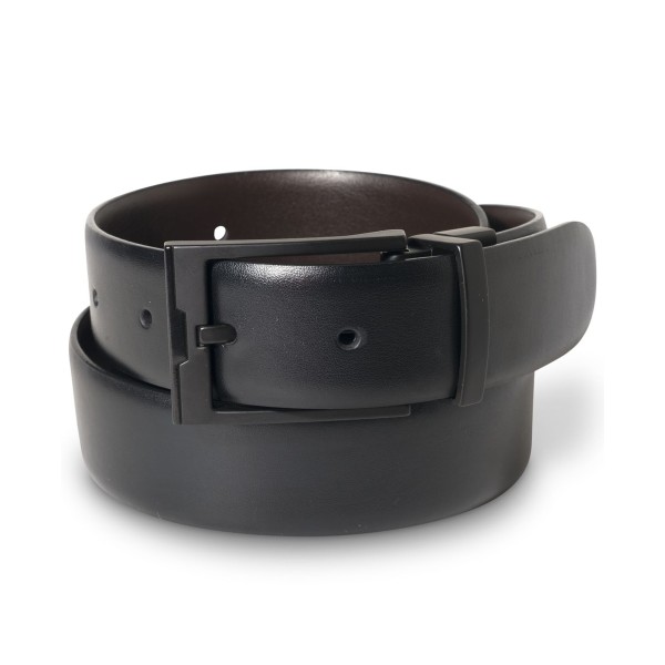 Men's Matte Black Reversible Buckle Leather Belt Men's Matte Black Reversible Buckle Leather Belt