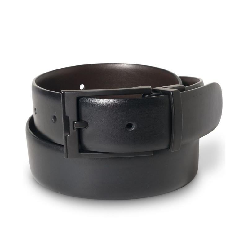 Men's Matte Black Reversible Buckle Leather Belt