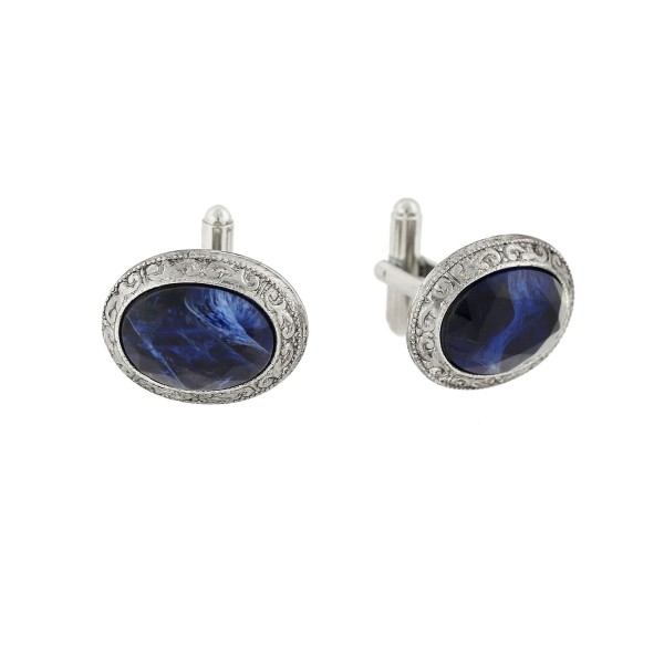 Jewelry Silver-Tone Oval Cufflinks