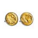 Gold-Layered Buffalo Nickel Bezel Coin Cuff Links