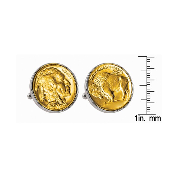 Gold-Layered Buffalo Nickel Bezel Coin Cuff Links