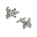 Jewelry Silver-Tone Crystal Frog Cufflinks