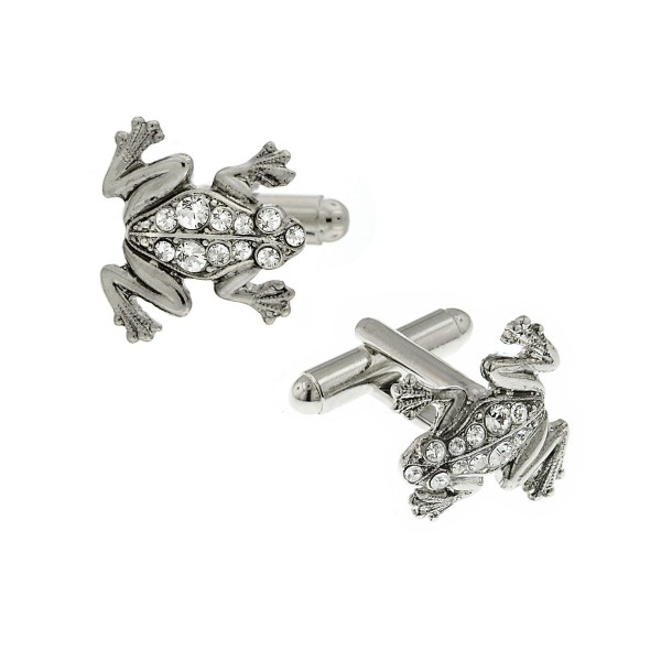 Jewelry Silver-Tone Crystal Frog Cufflinks Jewelry Silver-Tone Crystal Frog Cufflinks