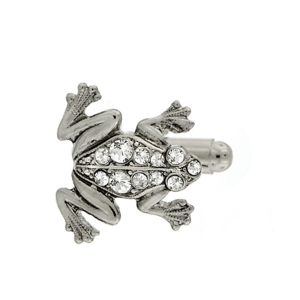 Jewelry Silver-Tone Crystal Frog Cufflinks Jewelry Silver-Tone Crystal Frog Cufflinks