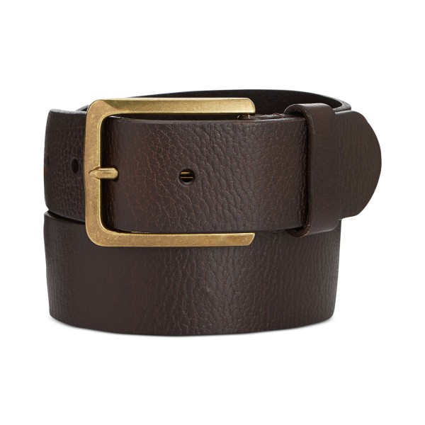 Men's Heavy Brass Buckle Leather Belt