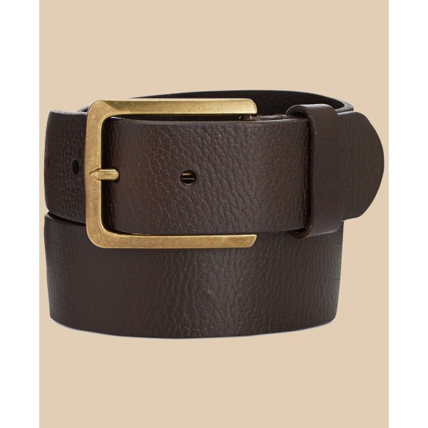 Men's Heavy Brass Buckle Leather Belt